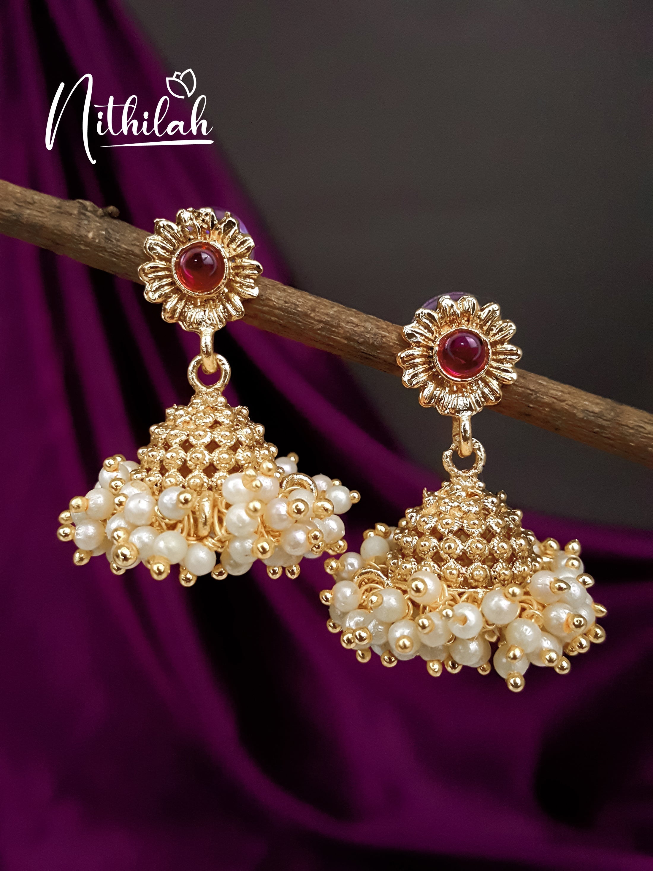 Buy Imitation Jewellery Gold Guttapusalu Jhumka Earrings NRJE134 Online