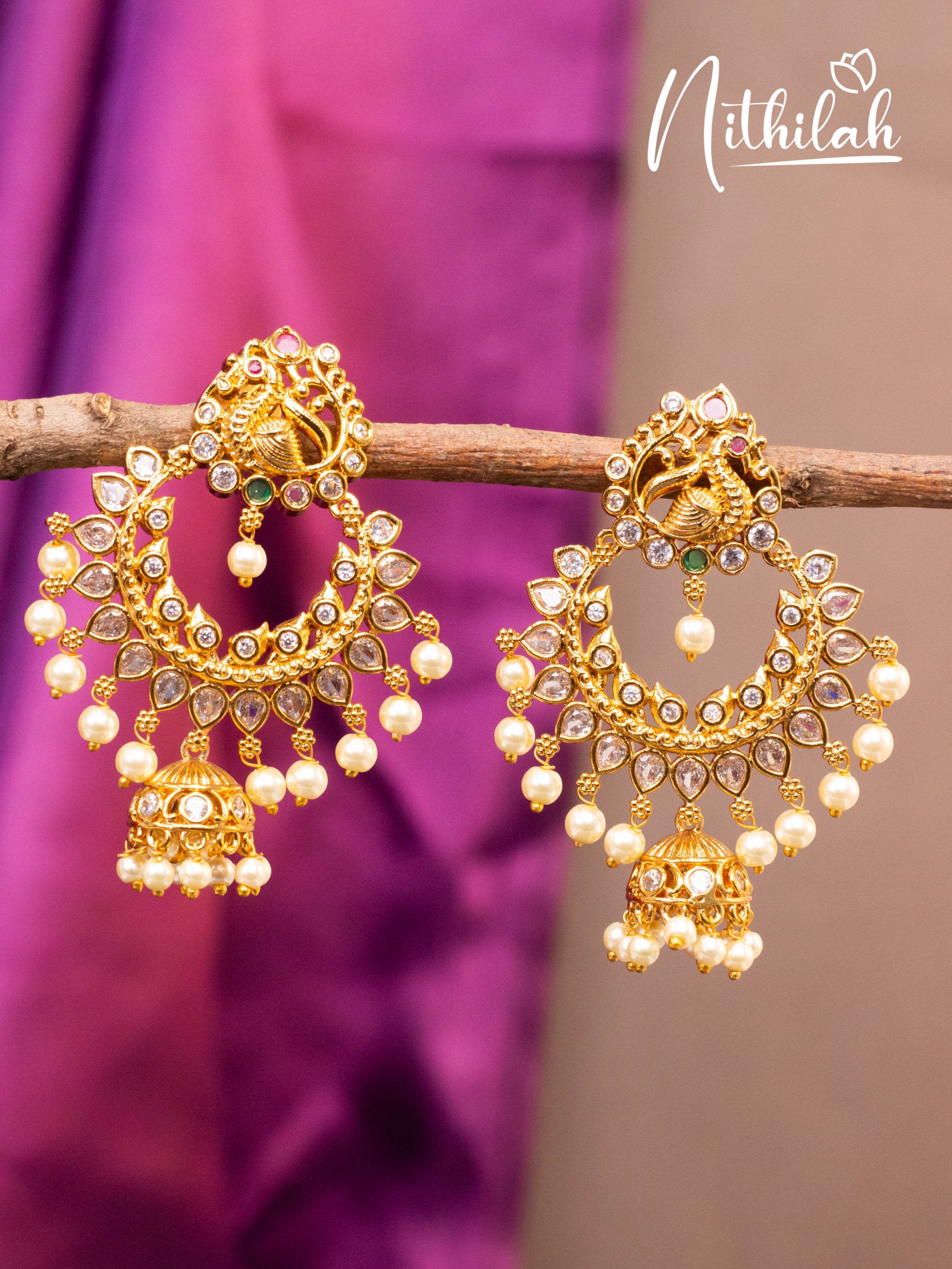 Gold Look Alike Chandbali Earrings 1 N18E129