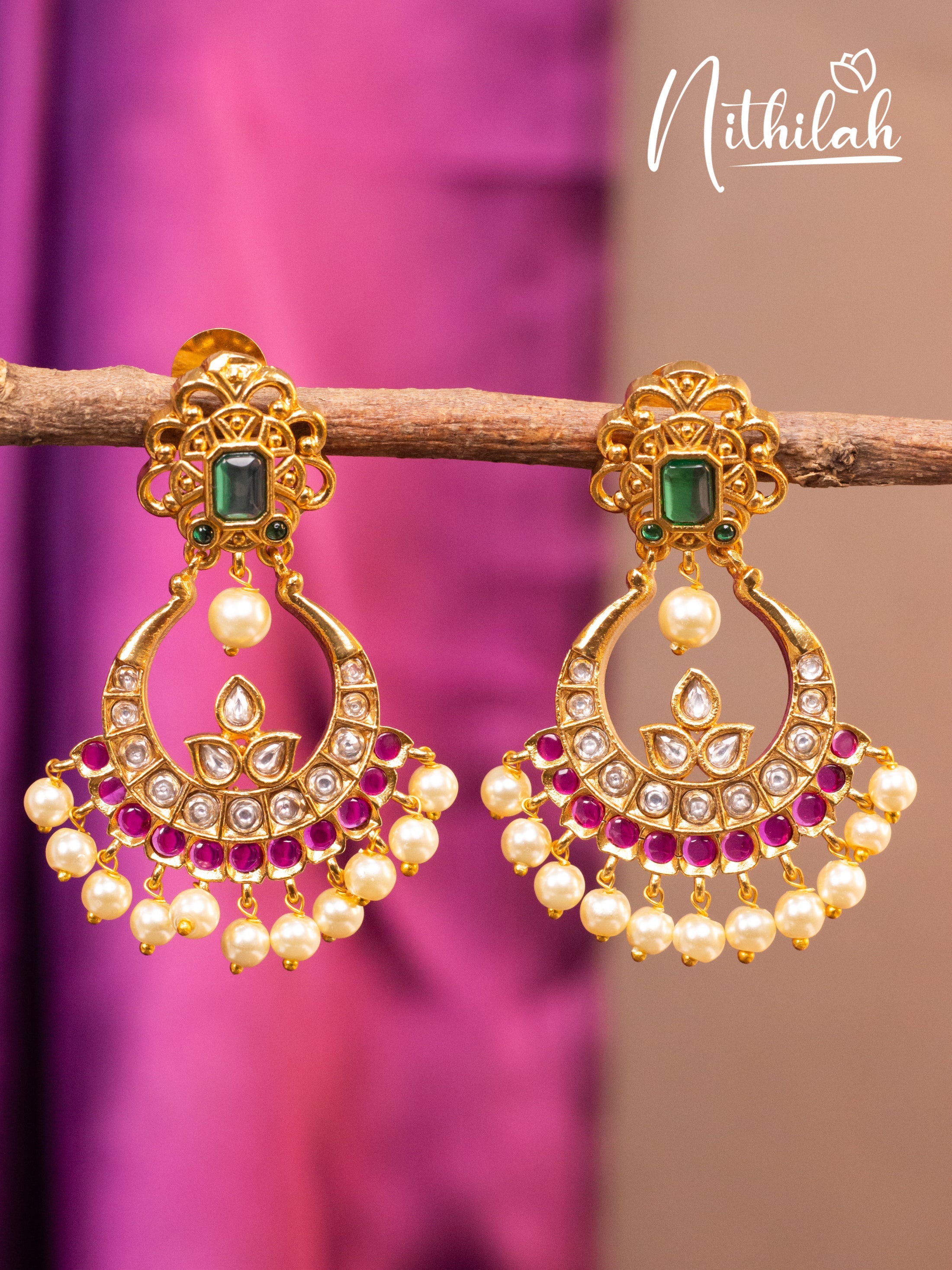 Gold Look Alike Chandbali Earrings 2 N18E133