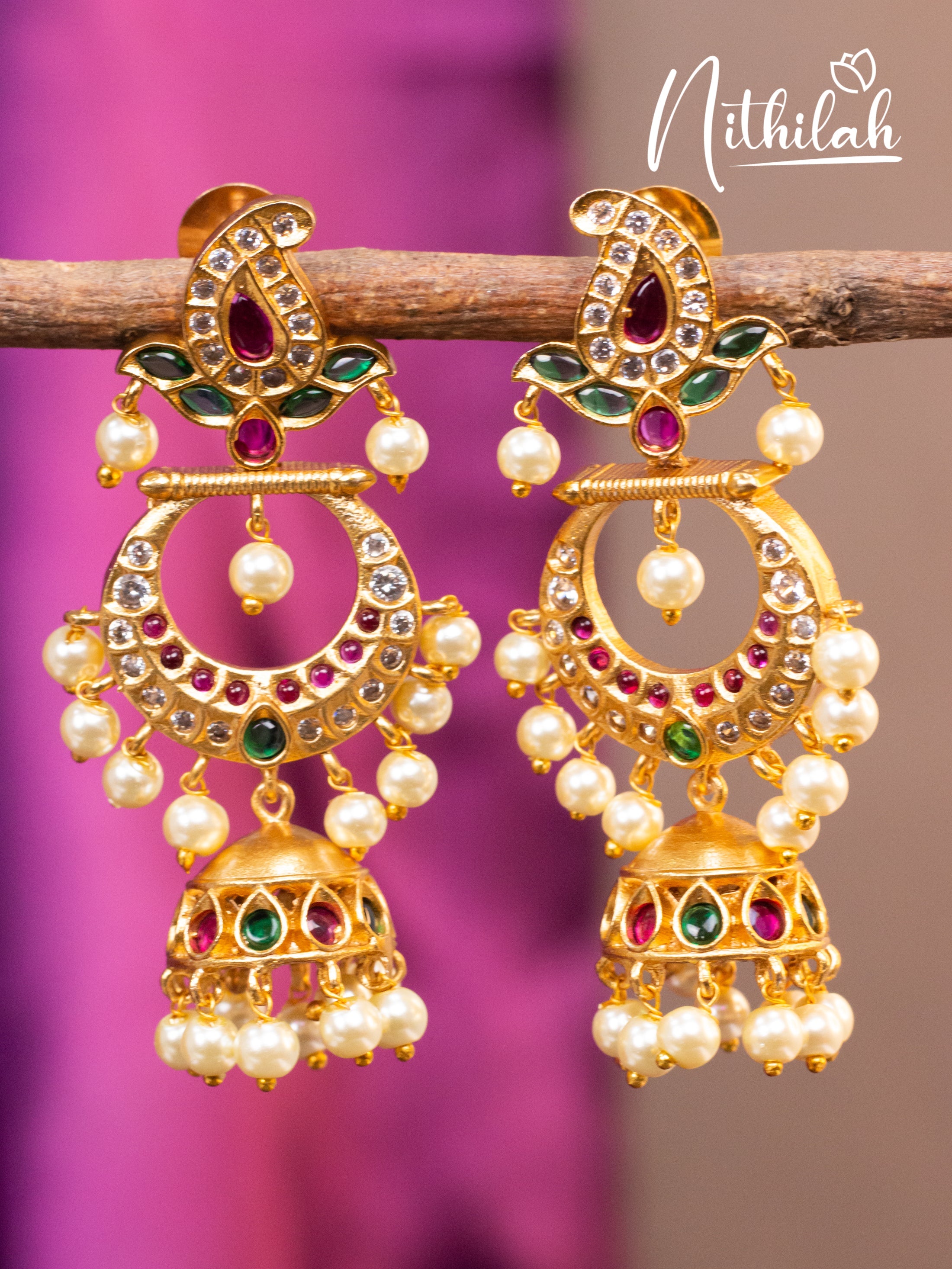 Gold Look Alike Chandbali Earrings 3 N18E131