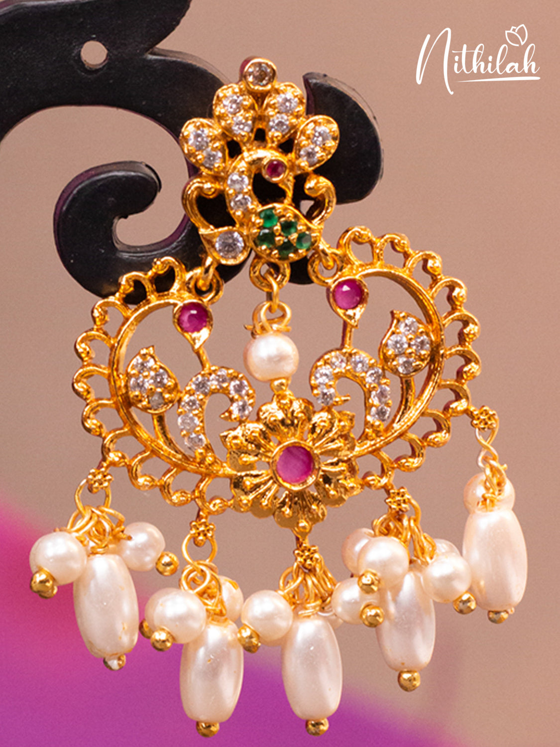 Elegant Necklace with Chandbali Earrings - South Indian Temple Jewellery |  Arjunazz