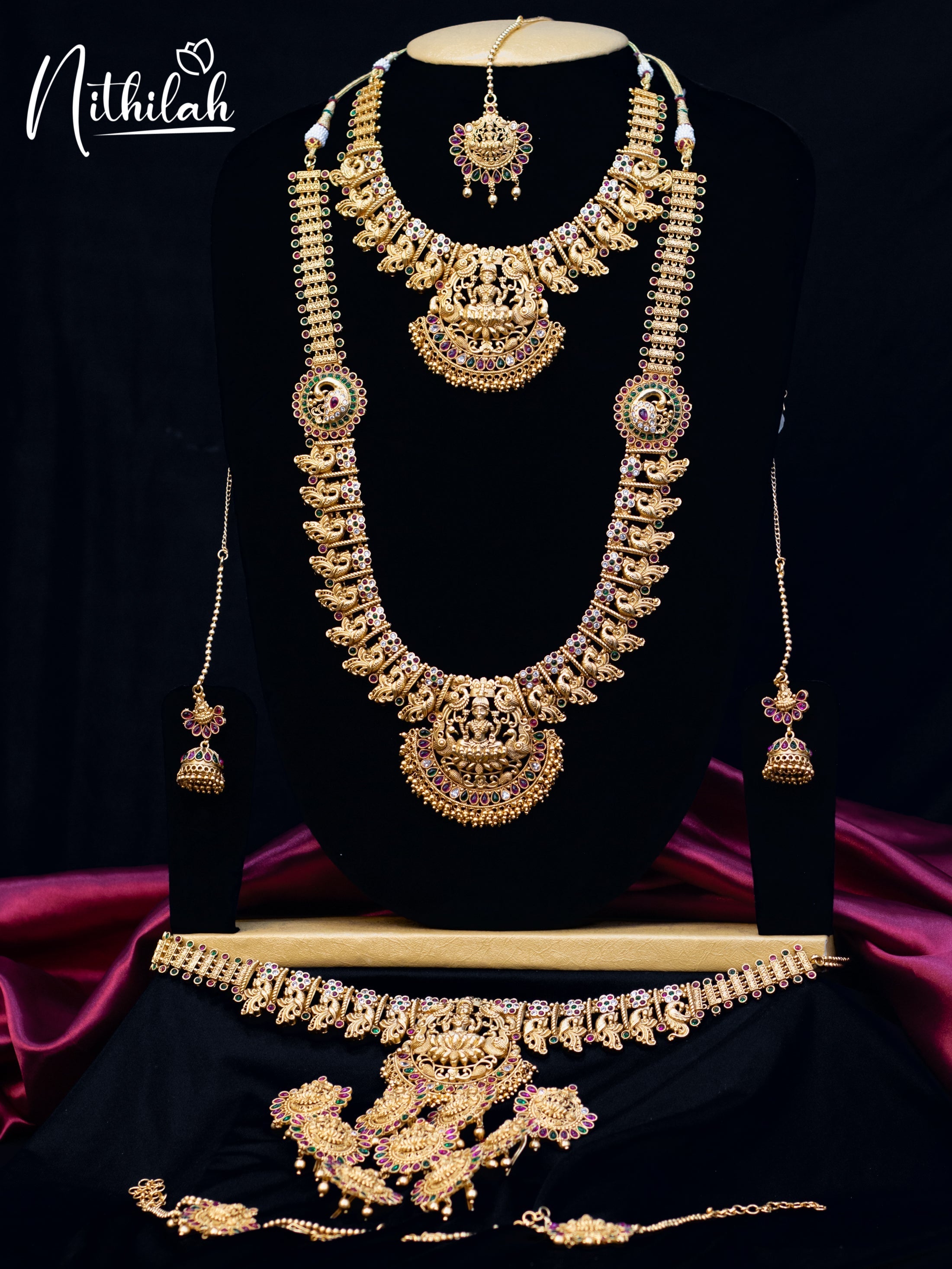 Buy Imitation Jewellery Gold Look alike Lakshmi Bridal set NVVB101 Online