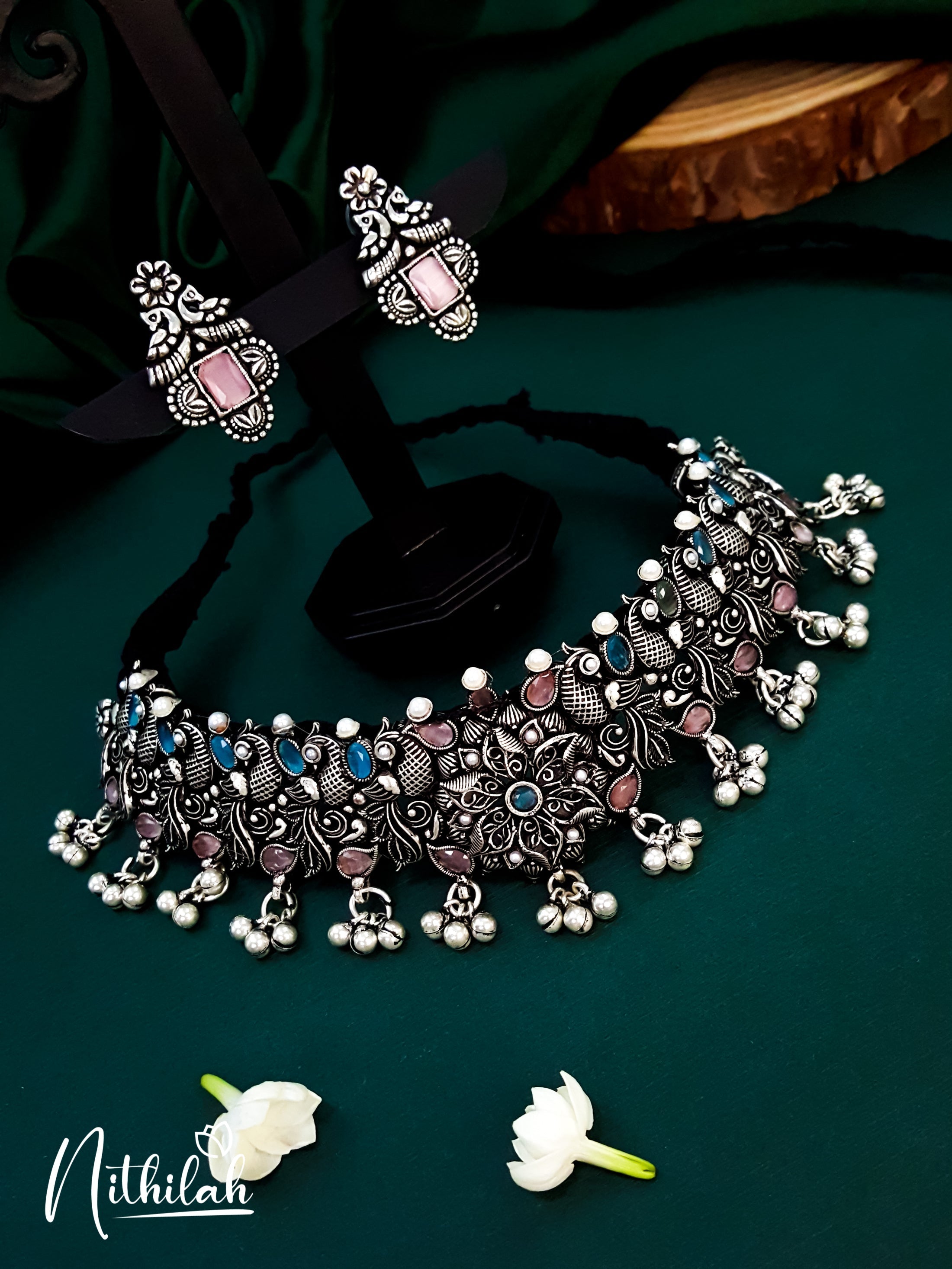 Buy Imitation Jewellery Grand Peacocks Ghungroo Oxidised Choker Necklace NKTC116 Online