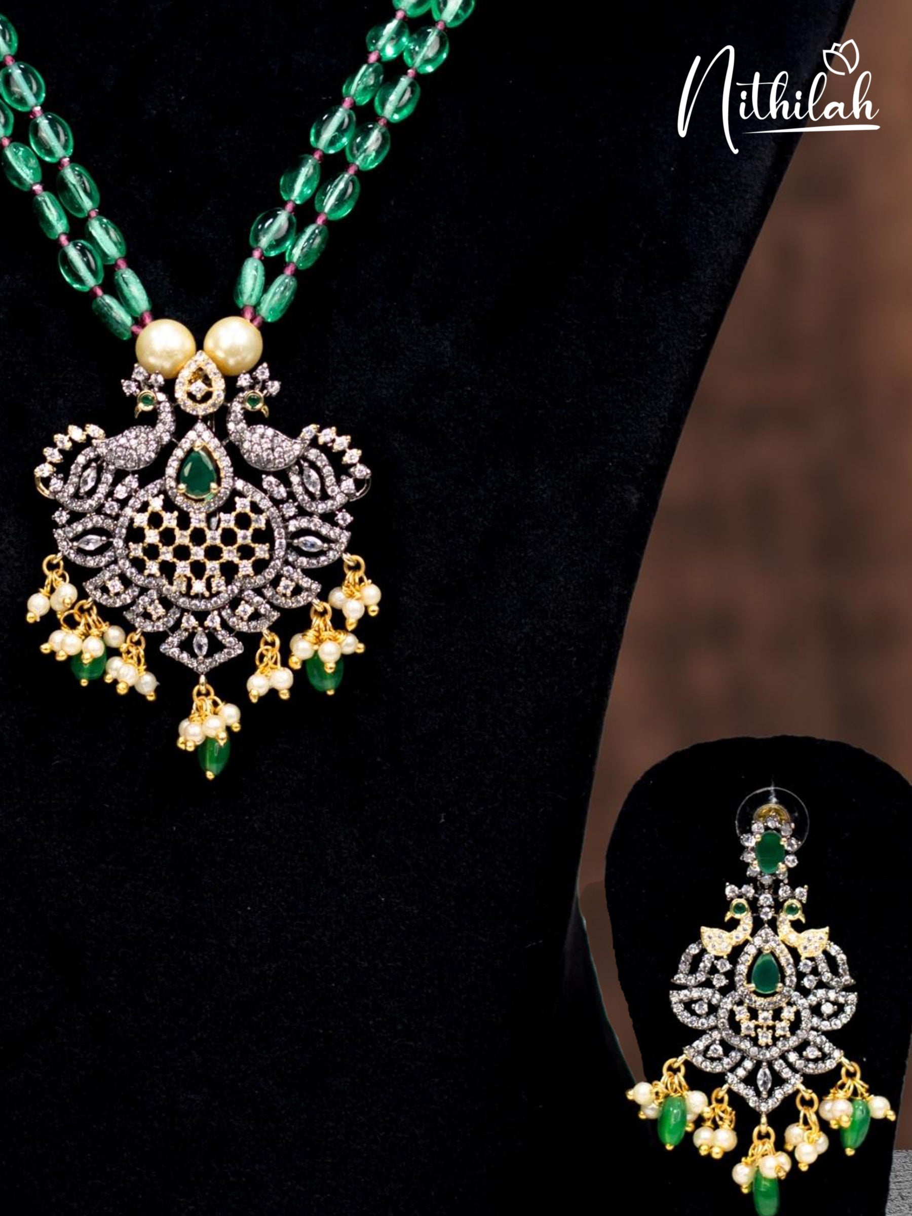 Green Moissanite Beads Victorian Necklace 1