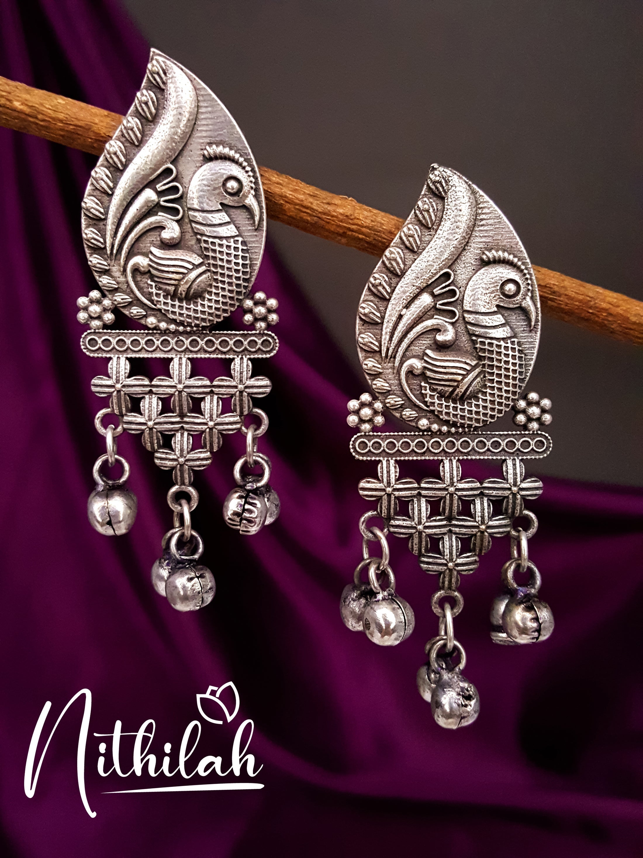 Buy Imitation Jewellery Hanging Bunch Peacock Oxidised Earrings 2 NRTE128 Online