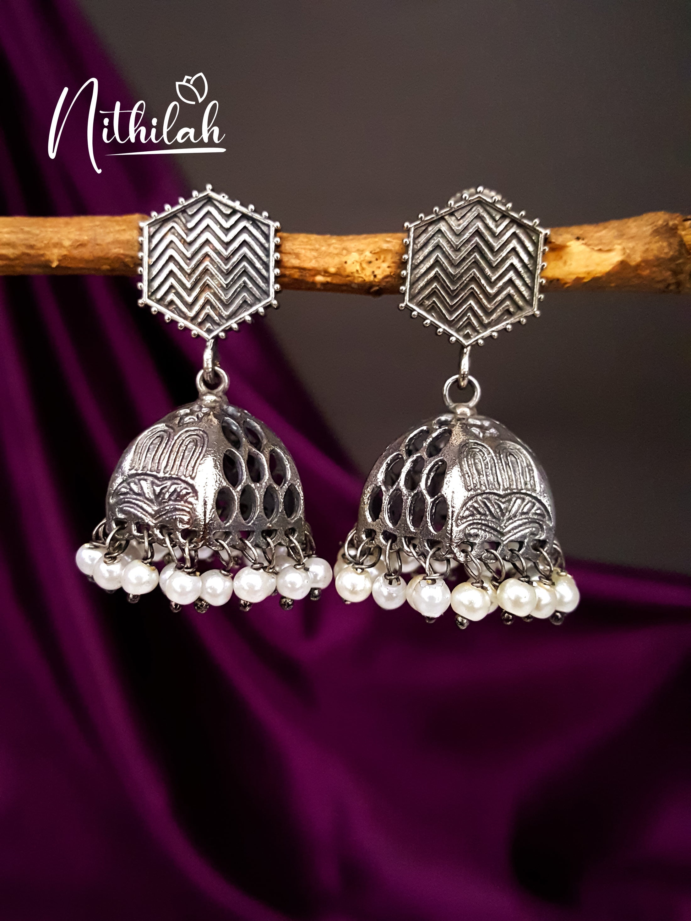 Buy Imitation Jewellery Haxagon Oxidised Earrings Jhumka NMAE115 Online