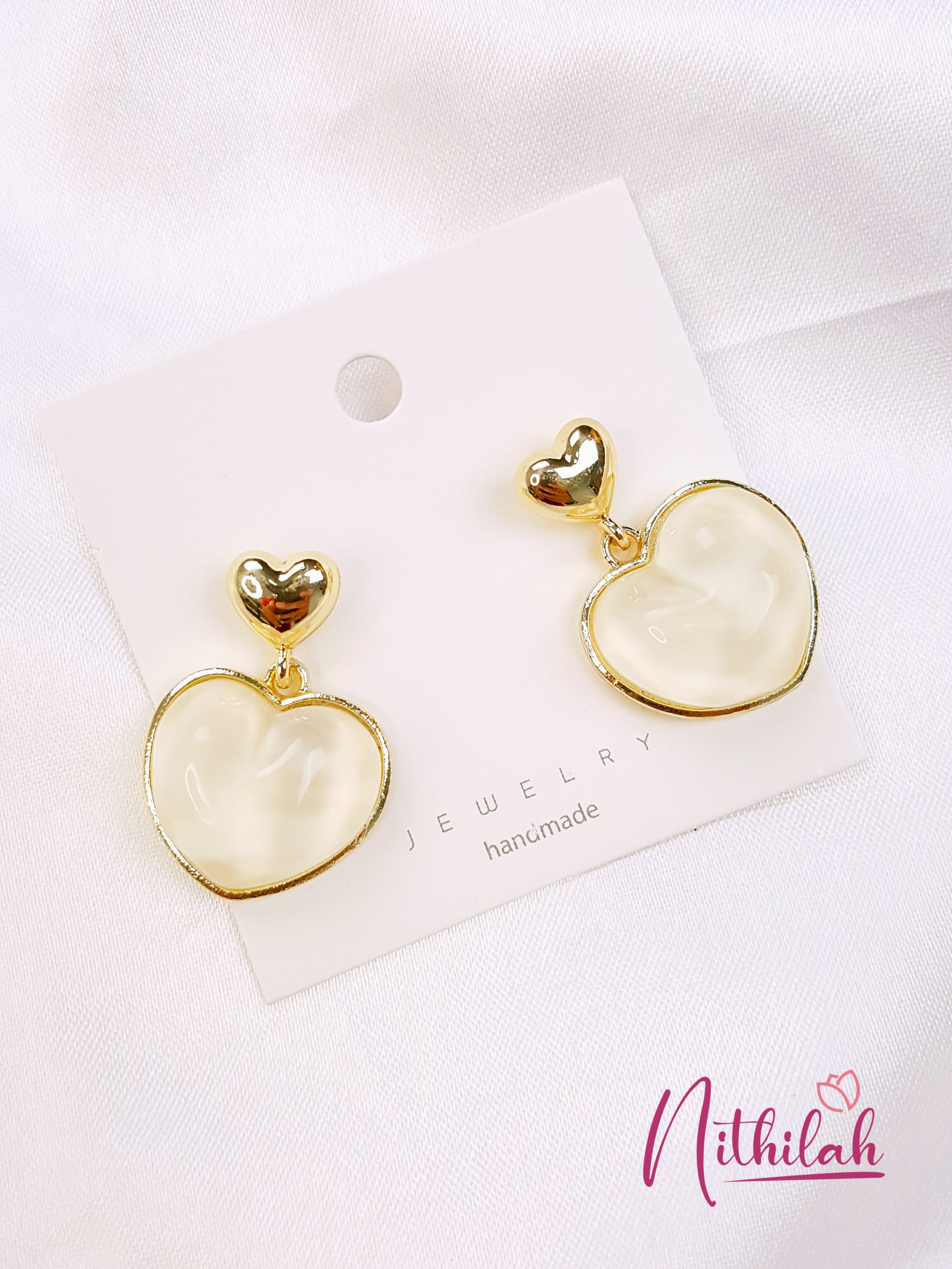 Buy Imitation Jewellery Heart Fancy Gold Earrings Design NPJE133 Online