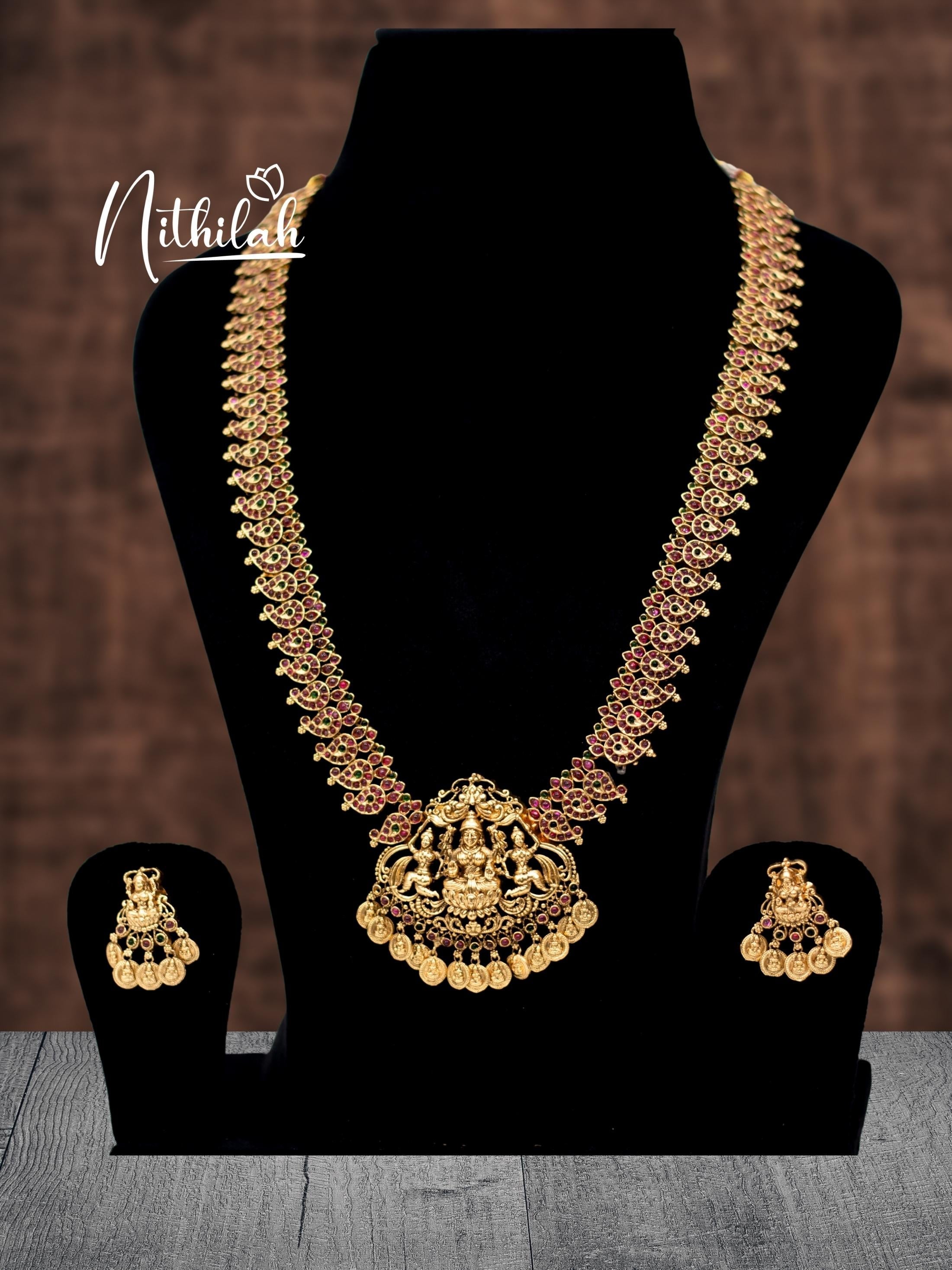 Buy Imitation Jewellery Kemp Mango Chain Lakshmi Haram NAFH106 Online