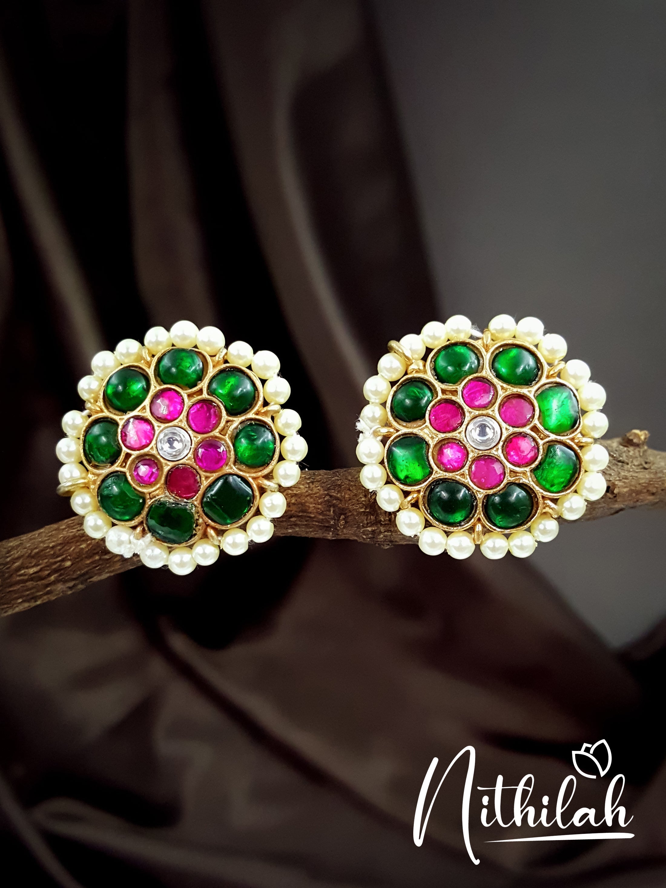 Buy Imitation Jewellery Kundan Jadau Pink Center Stud Tops NSIE113 Online