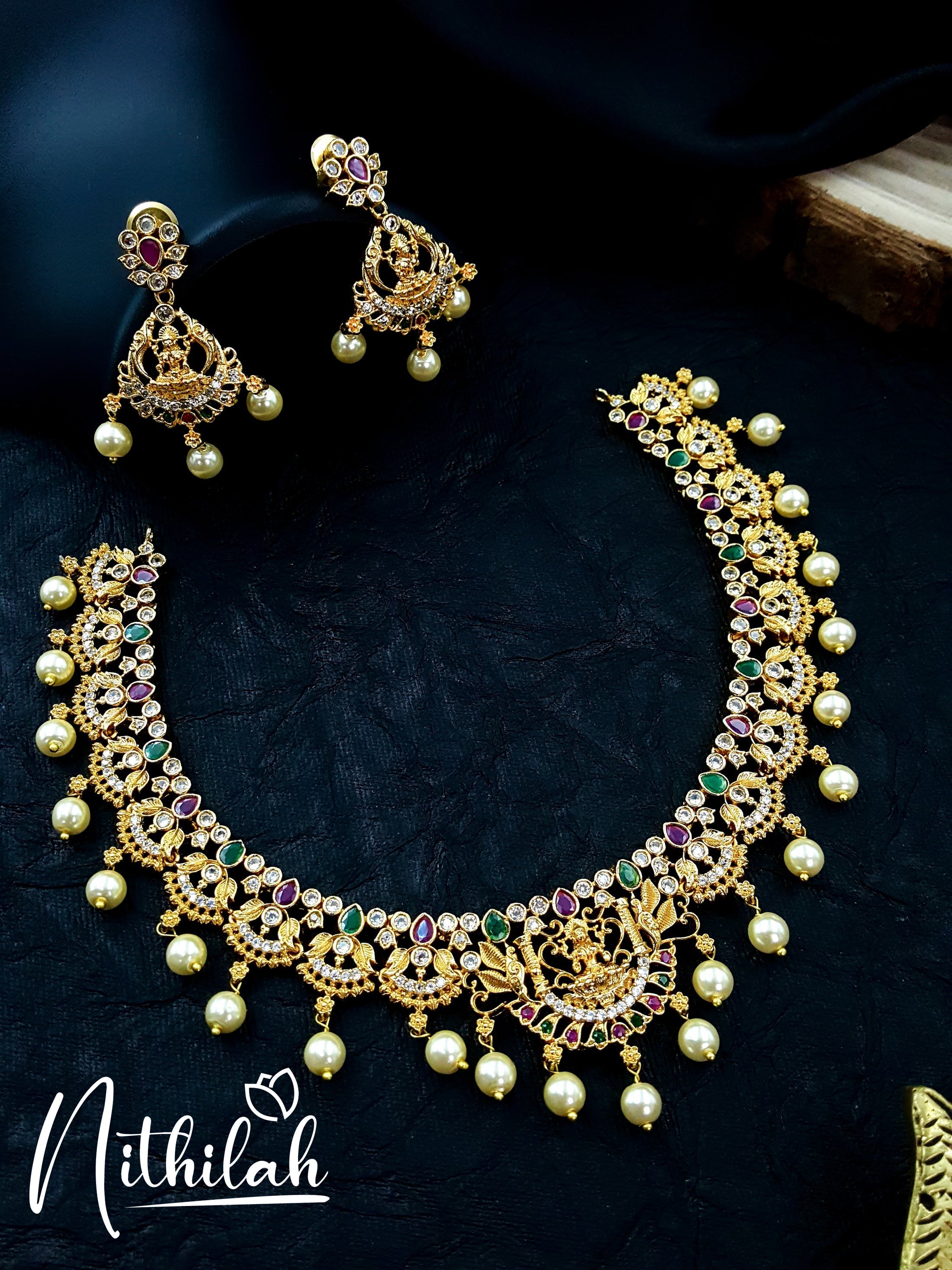 Buy Imitation Jewellery Lakshmi Scallop Matte Finish Necklace NMSN145 Online