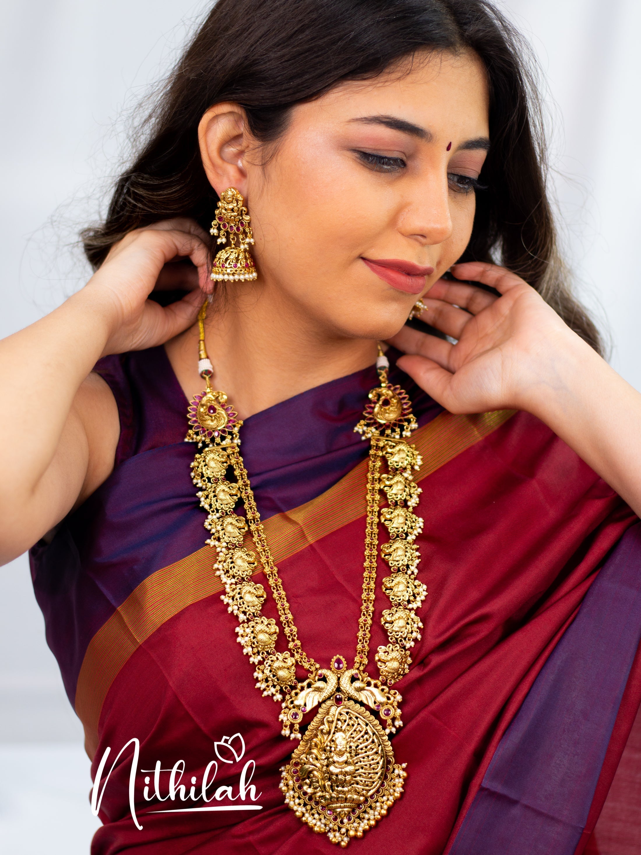 Buy Imitation Jewellery Lakshmi on Shankh Temple Jewellery Design NAFH114 Online