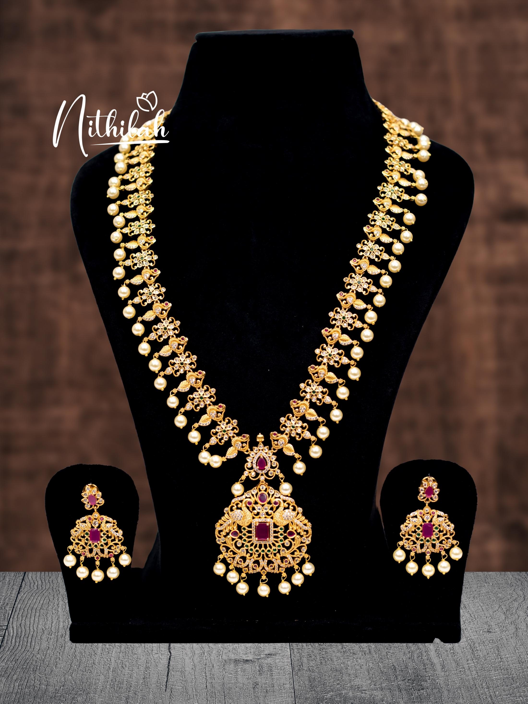 Buy Pearls Matte Finish Lakshmi Haram | Matte Finish Jewellery 