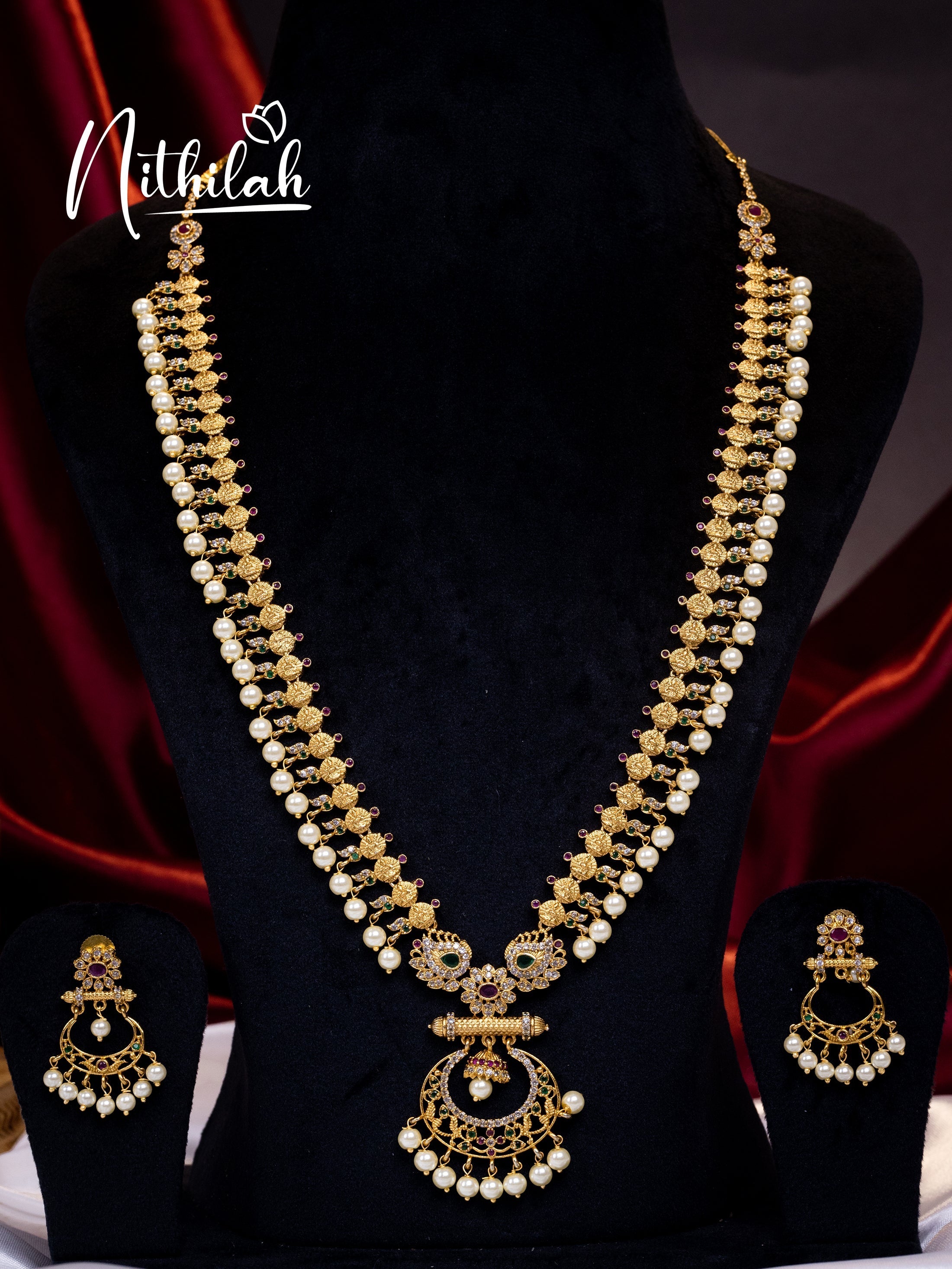Buy Imitation Jewellery Matte Chandbali Pendant Haram NPBH102 Online