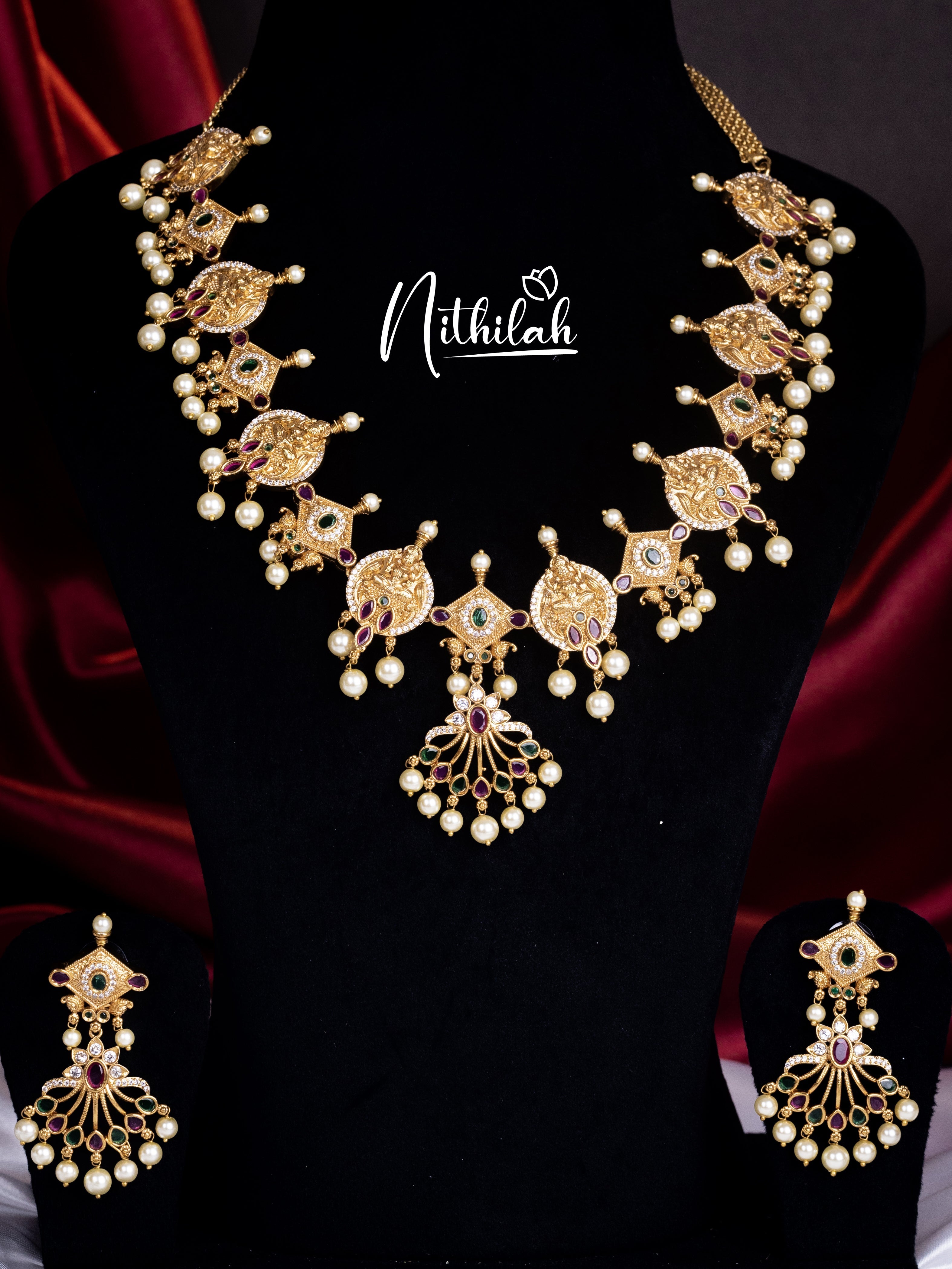 Buy Imitation Jewellery Matte Finish Pearl Lakshmi Necklace NSGN167 Online