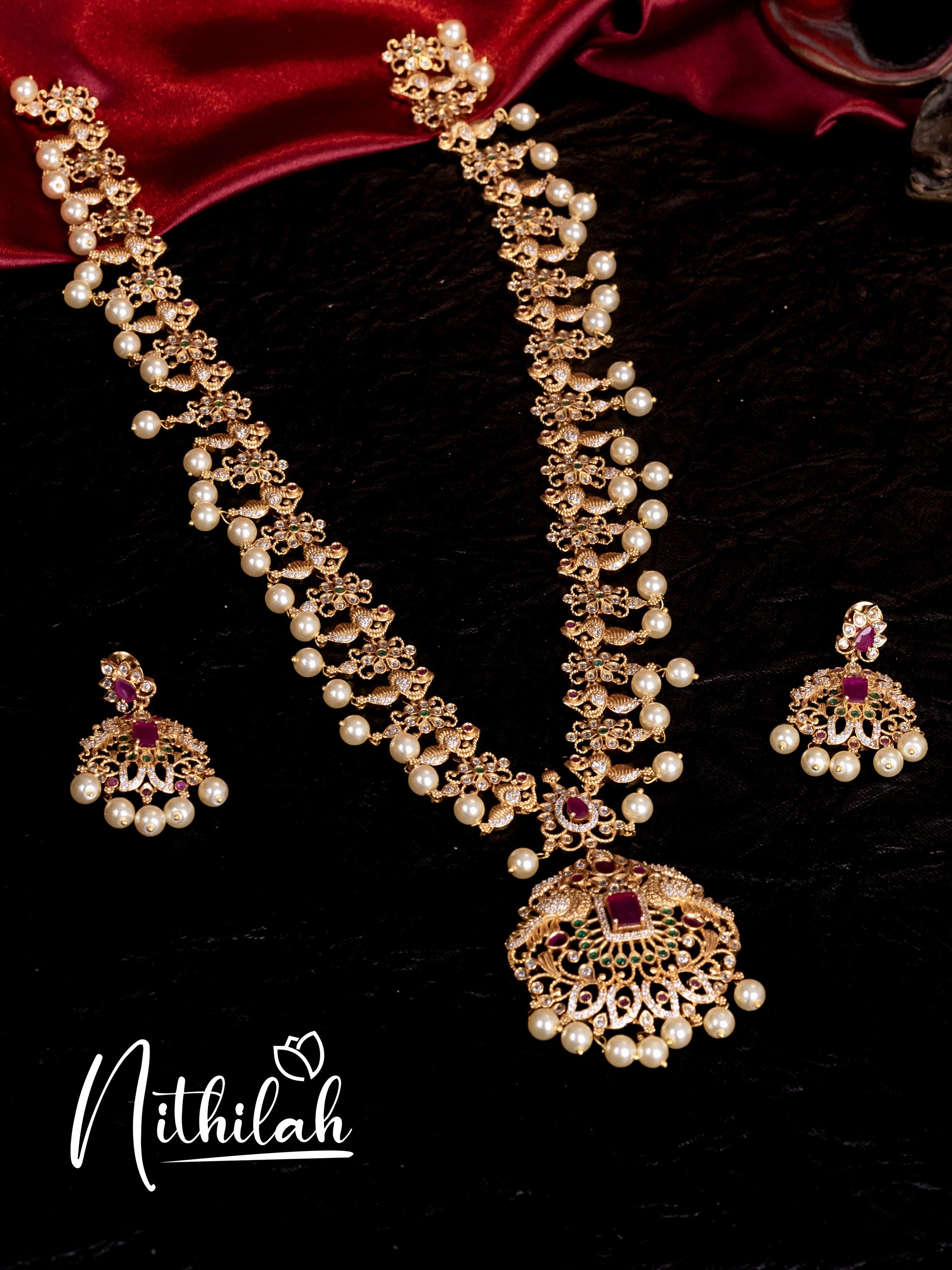 Matte Lakshmi Haram with Pearls 3