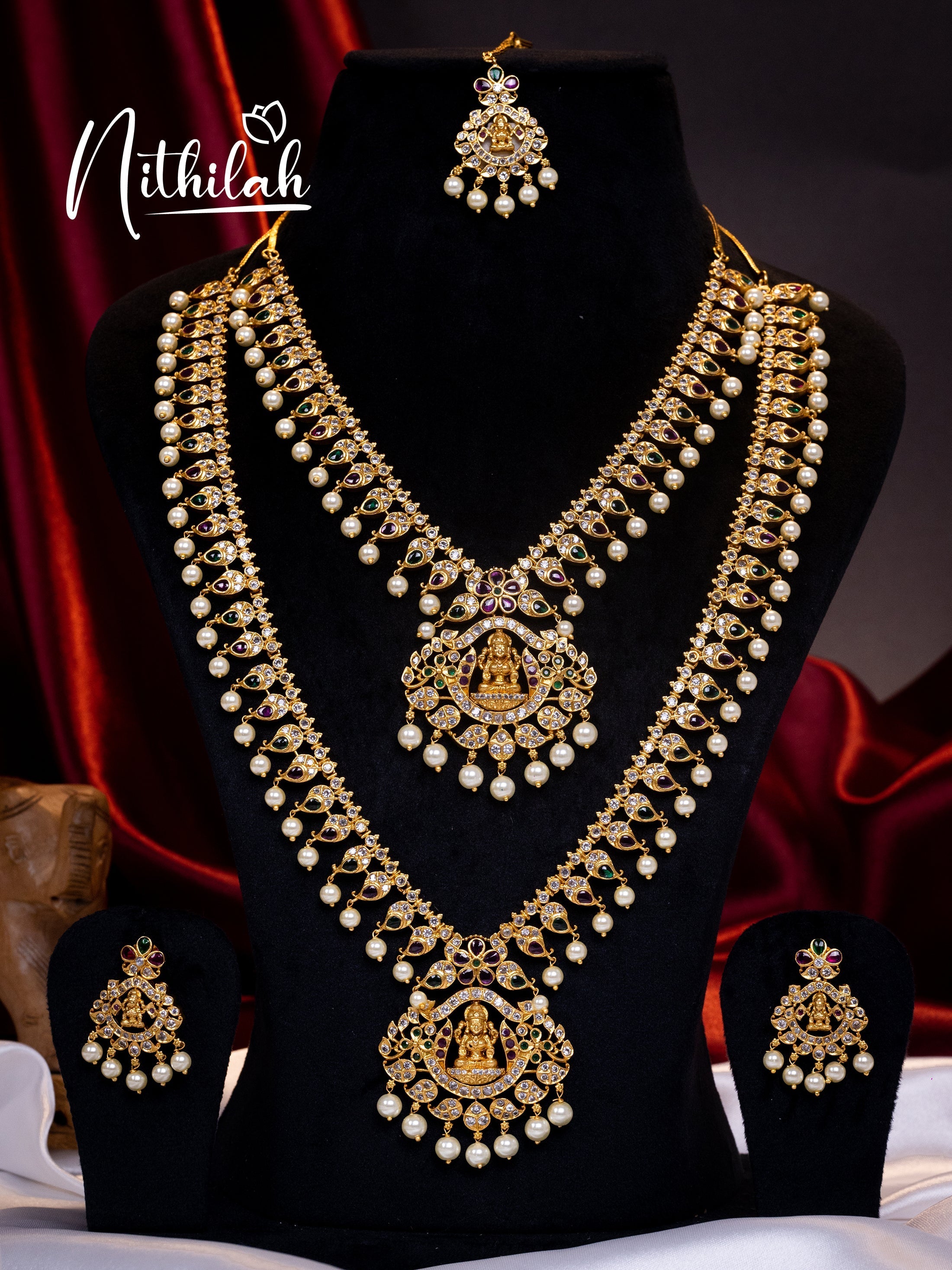 Buy Imitation Jewellery Matte Lakshmi Mango Semi Bridal Jewel Set NPBS116 Online