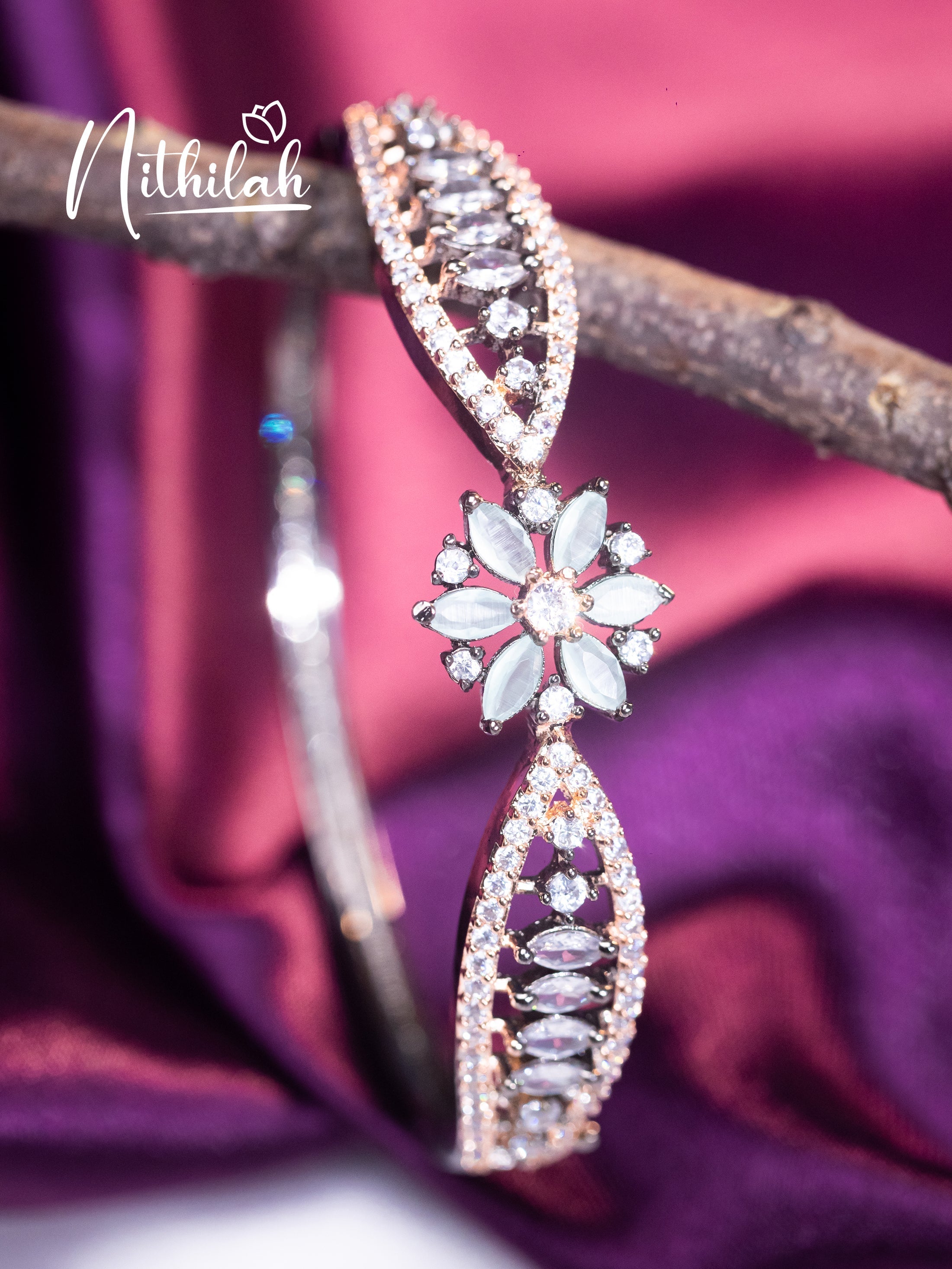 Buy Imitation Jewellery Mint Flower Silver Bracelet Bangle NSGL110 Online