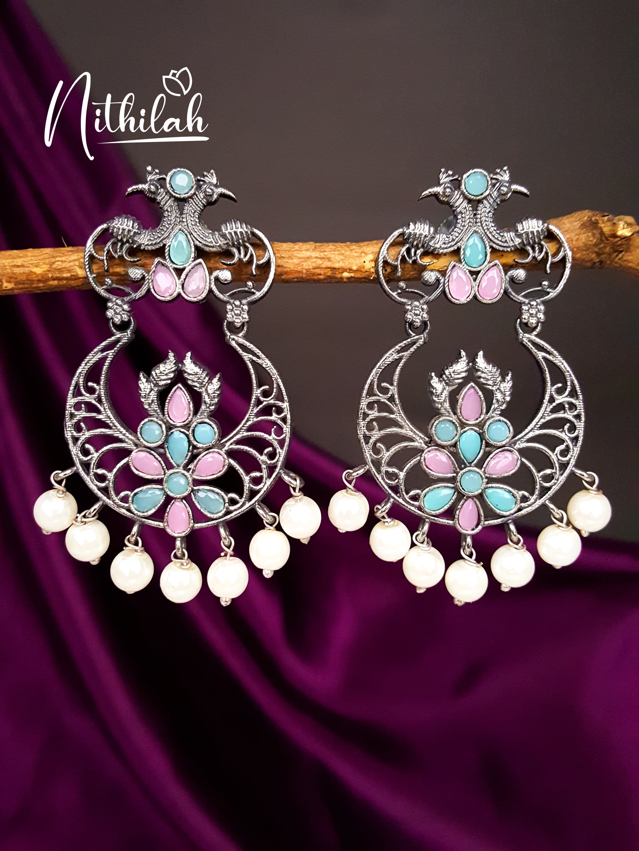 Buy Imitation Jewellery Mint and Pink Color Pop Oxidised Earrings 2 NMAE121 Online