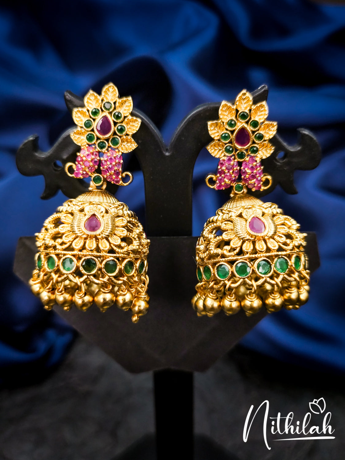 Nithilah Pretty stone jhumka earrings