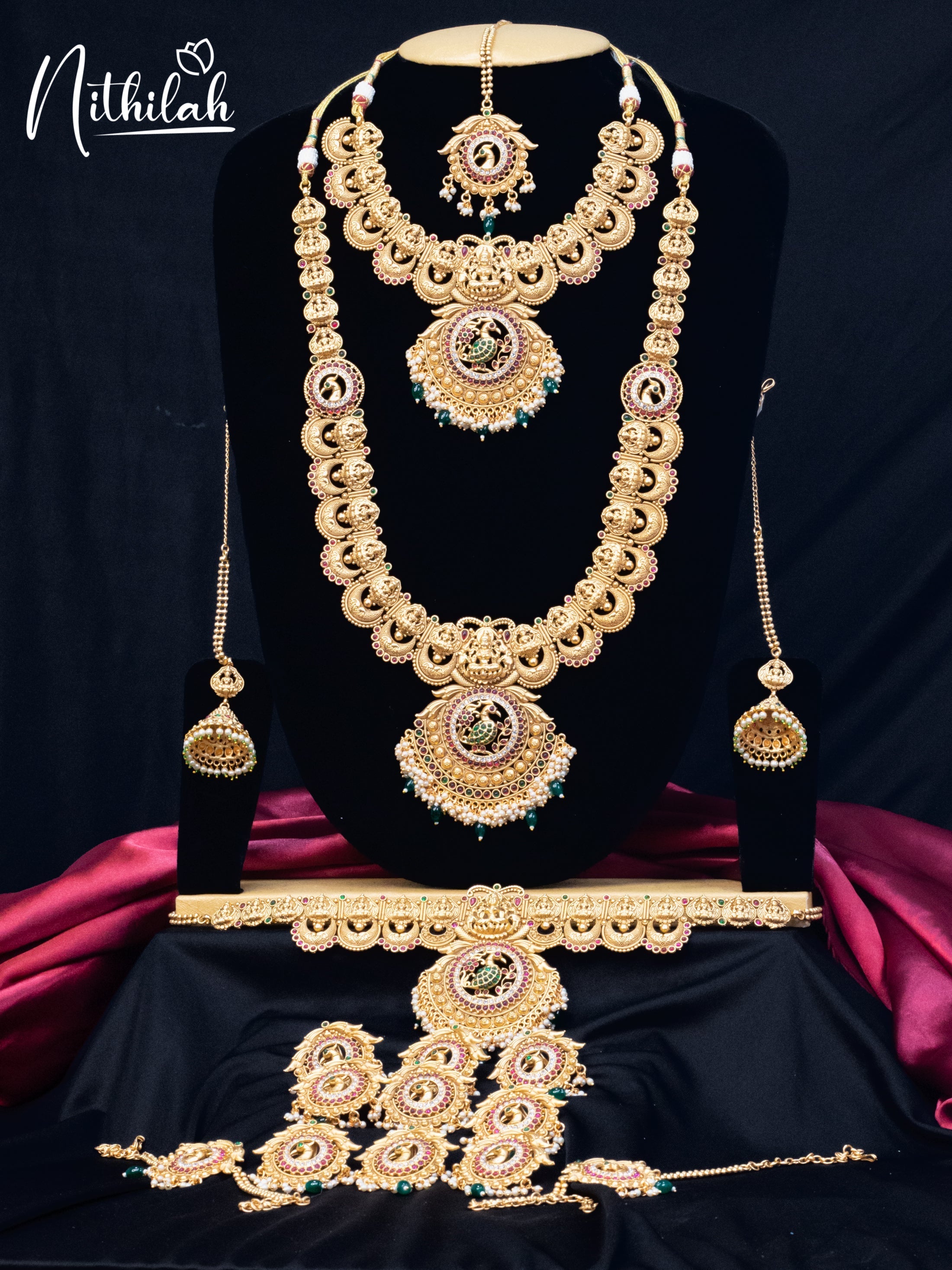 Buy Imitation Jewellery Peacock Lakshmi Scallop Bridal set NVVB106 Online