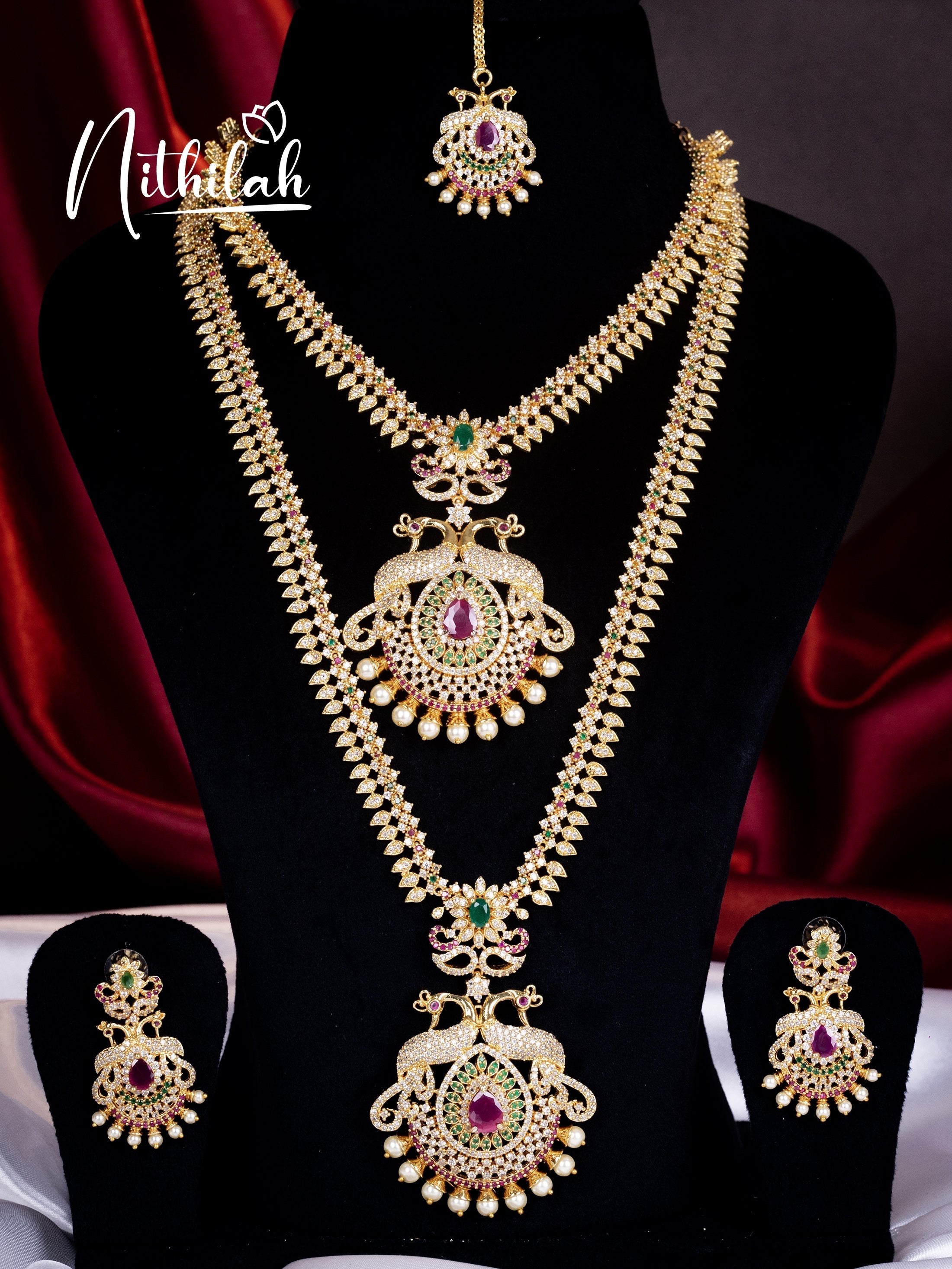 Buy Imitation Jewellery Peacocks AD Semi Bridal Jewel Set NSGS166 Online