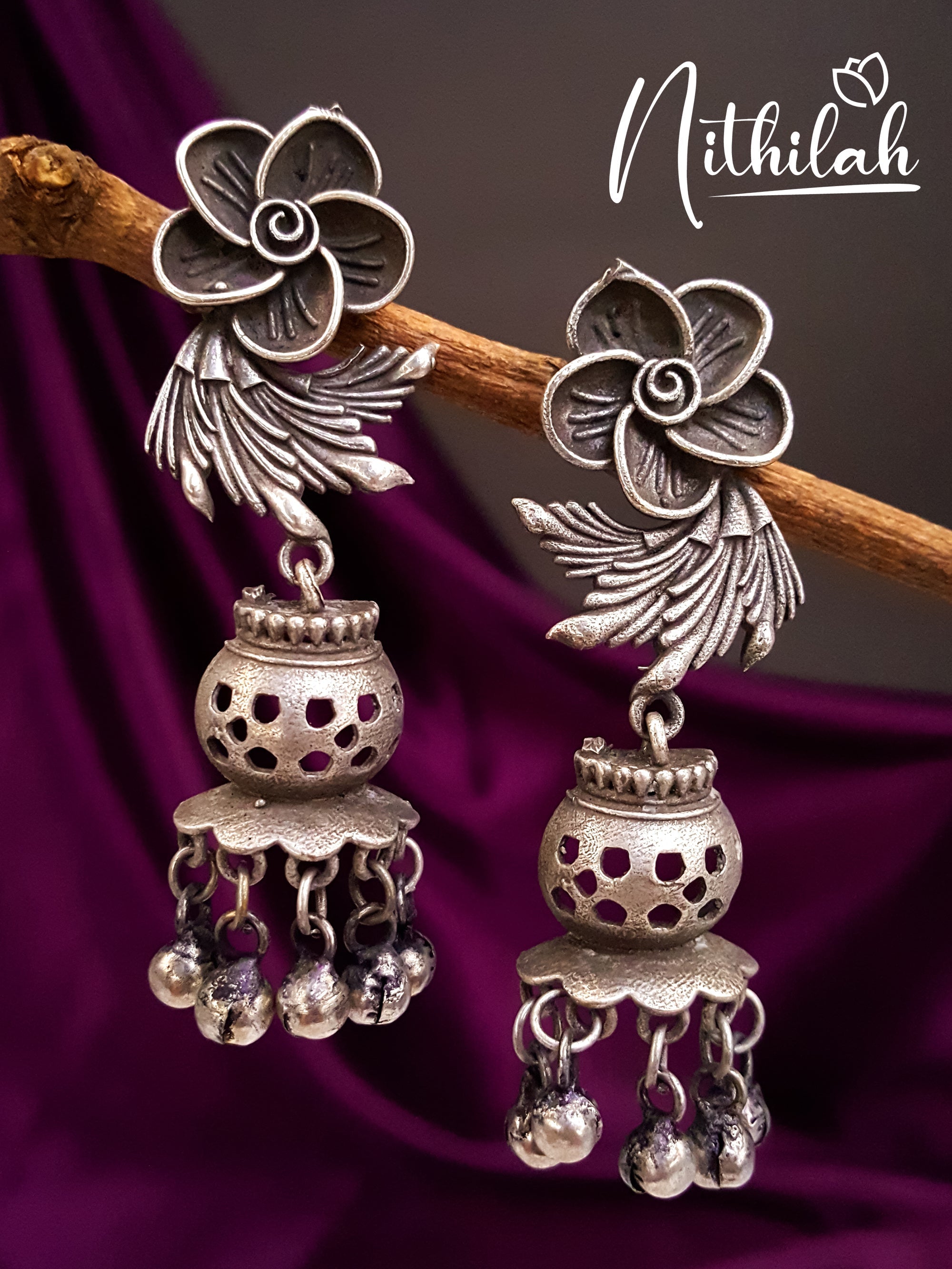 Buy Imitation Jewellery Pot Jhumka Oxidised Earring Design NRTE130 Online