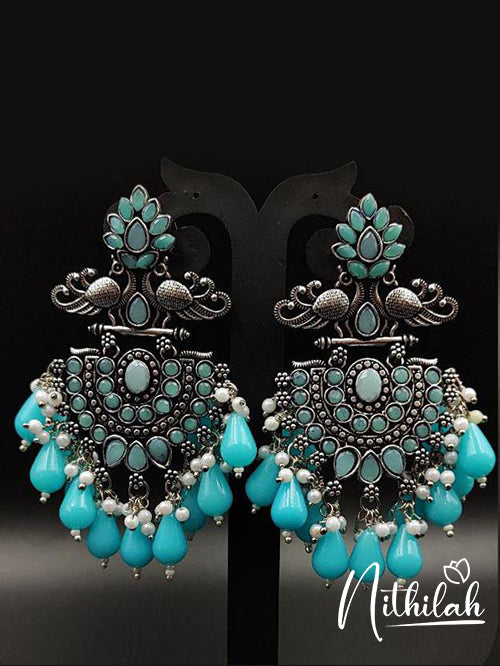 Buy Imitation Jewellery Party Color Pop Oxidised Earrings - Blue NDCE108 Online