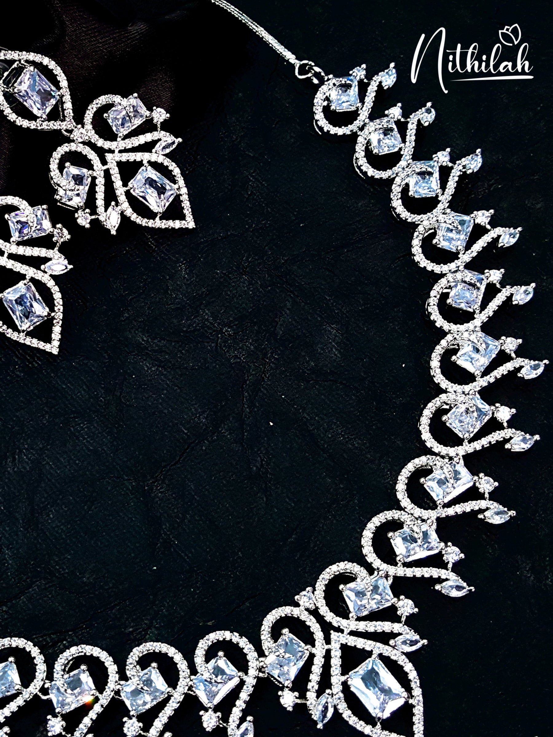 Buy Blue Drops American Diamond Necklace Design | AD Necklace