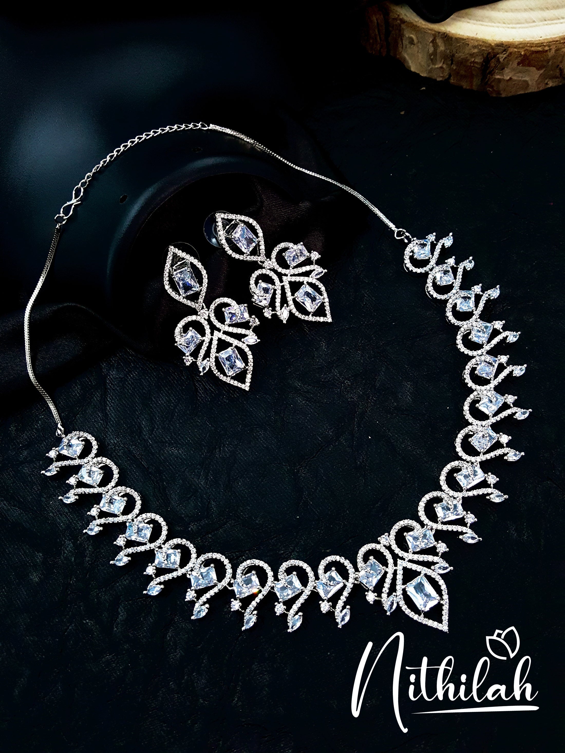 Buy Imitation Jewellery Pretty American Diamond Necklace Choker - White NSGN156 Online