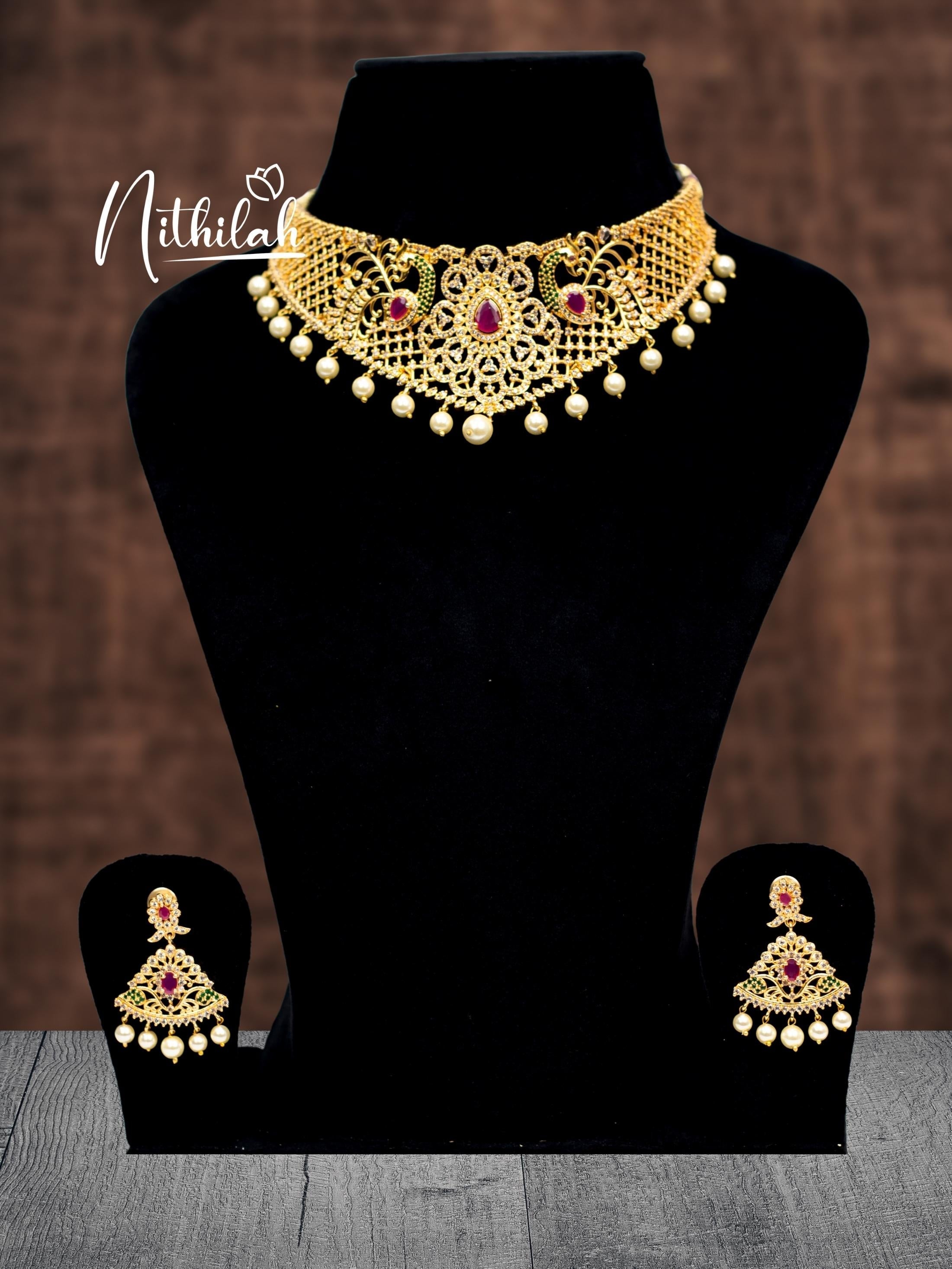 Buy Imitation Jewellery Pretty Peacocks AD Stone Gold Choker NPFC118 Online