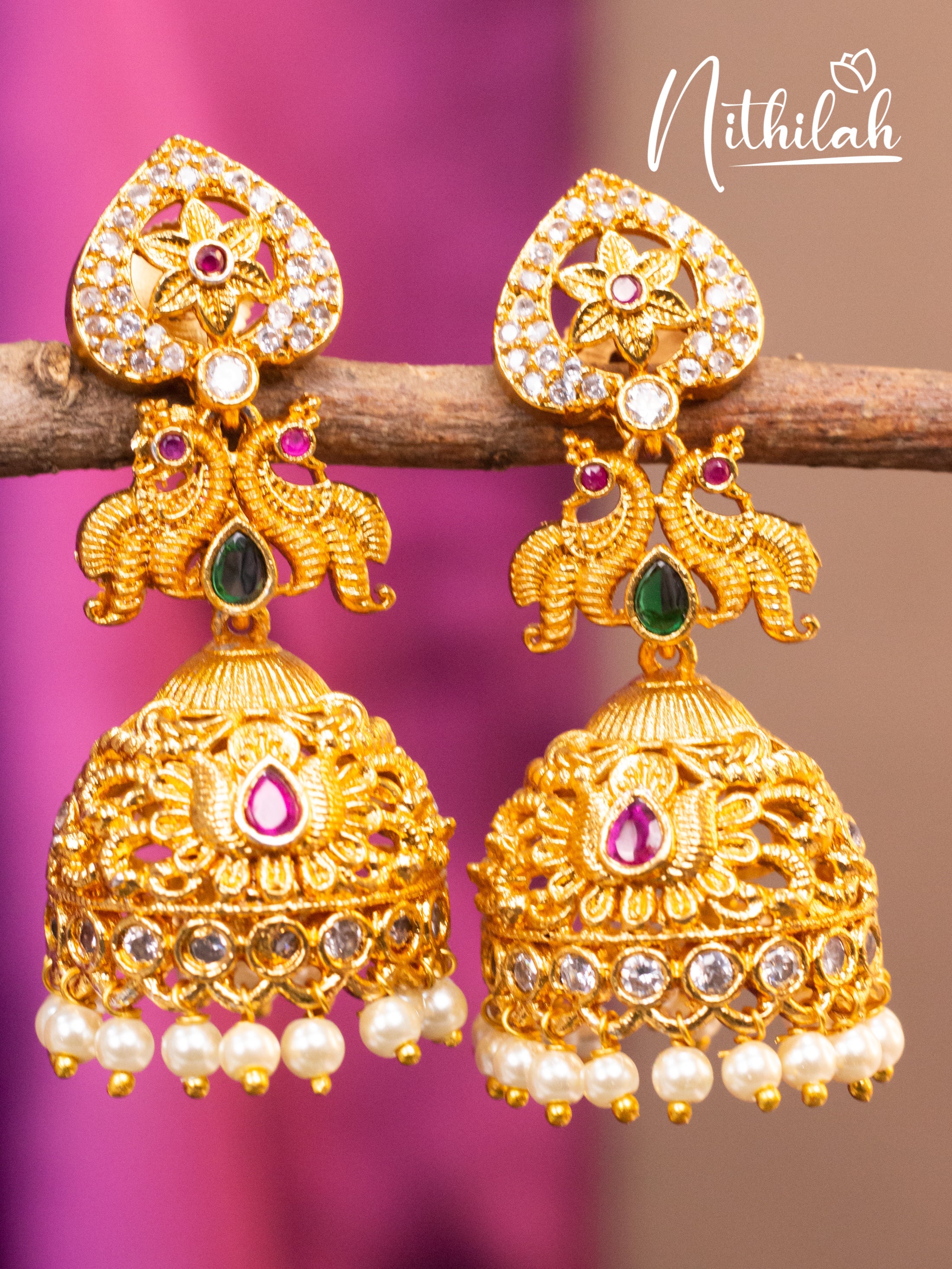 Pretty stone Jhumka Earrings 4 N07E126