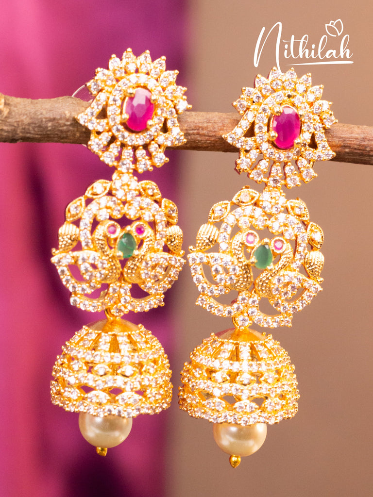 Stone jhumka earrings deals