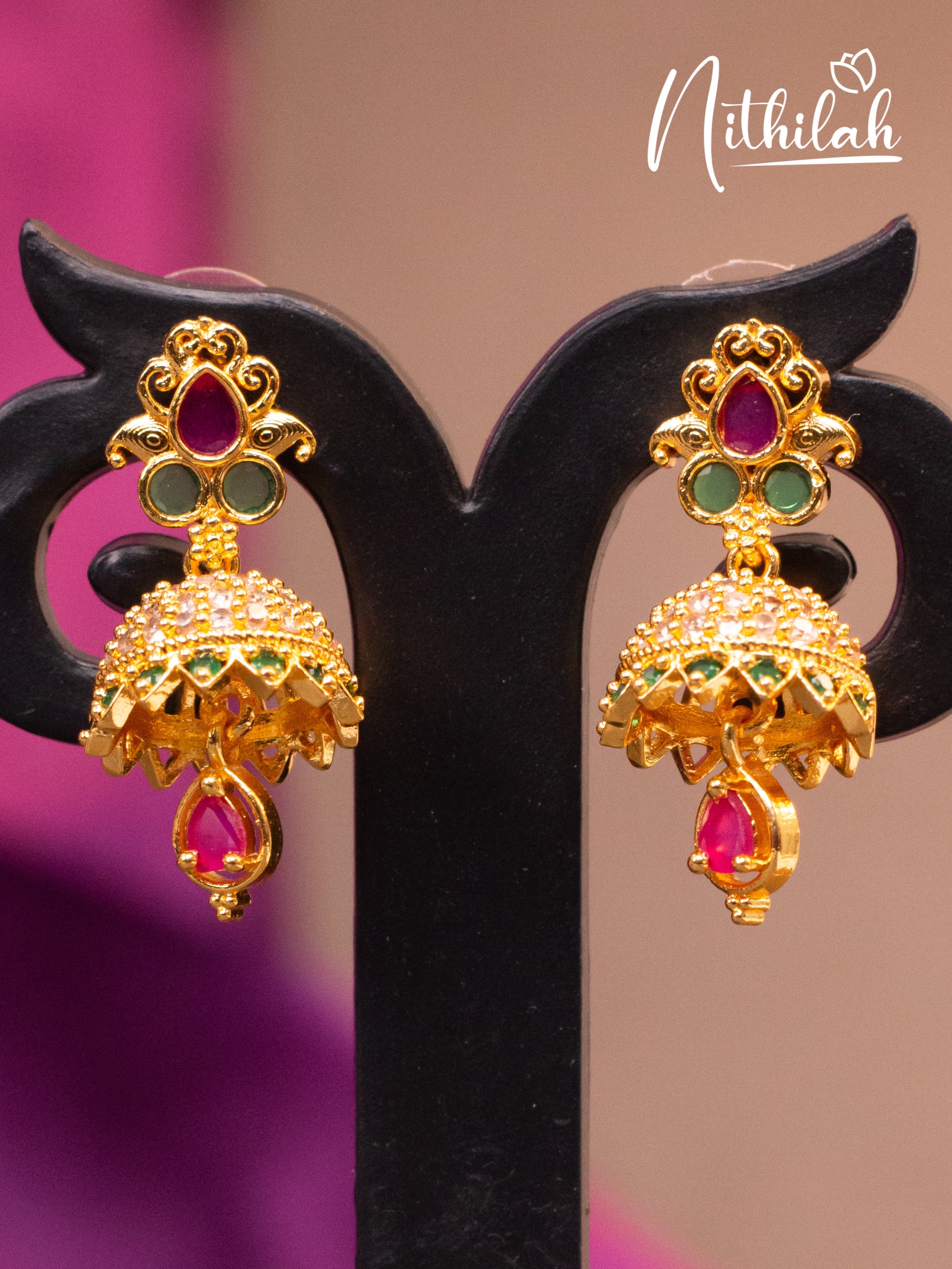 Small Jhumka with Red Drops N18E128