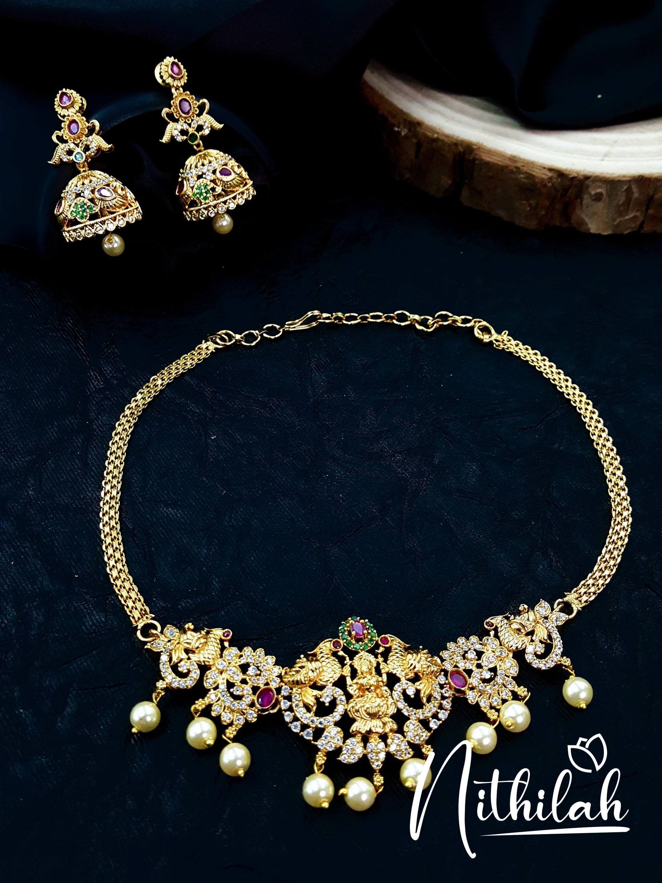 Buy Imitation Jewellery Traditional Lakshmi Golden Necklace Design NMSN106 Online
