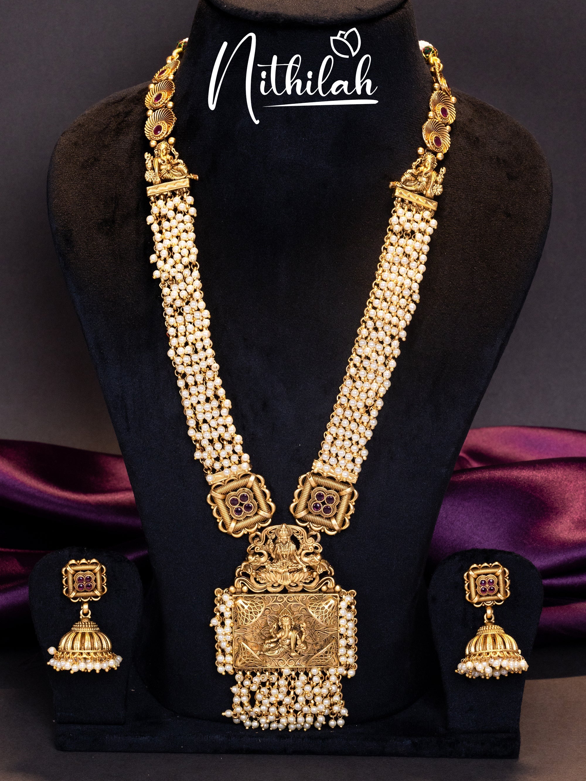 Buy Imitation Jewellery White Pearl Bunch Ganesha Haram NZAH115 Online